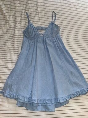Light Blue Mini Dress with Ruffle Hem